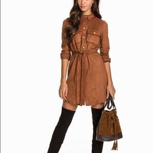 River Island Faux Suede Button Up Dress